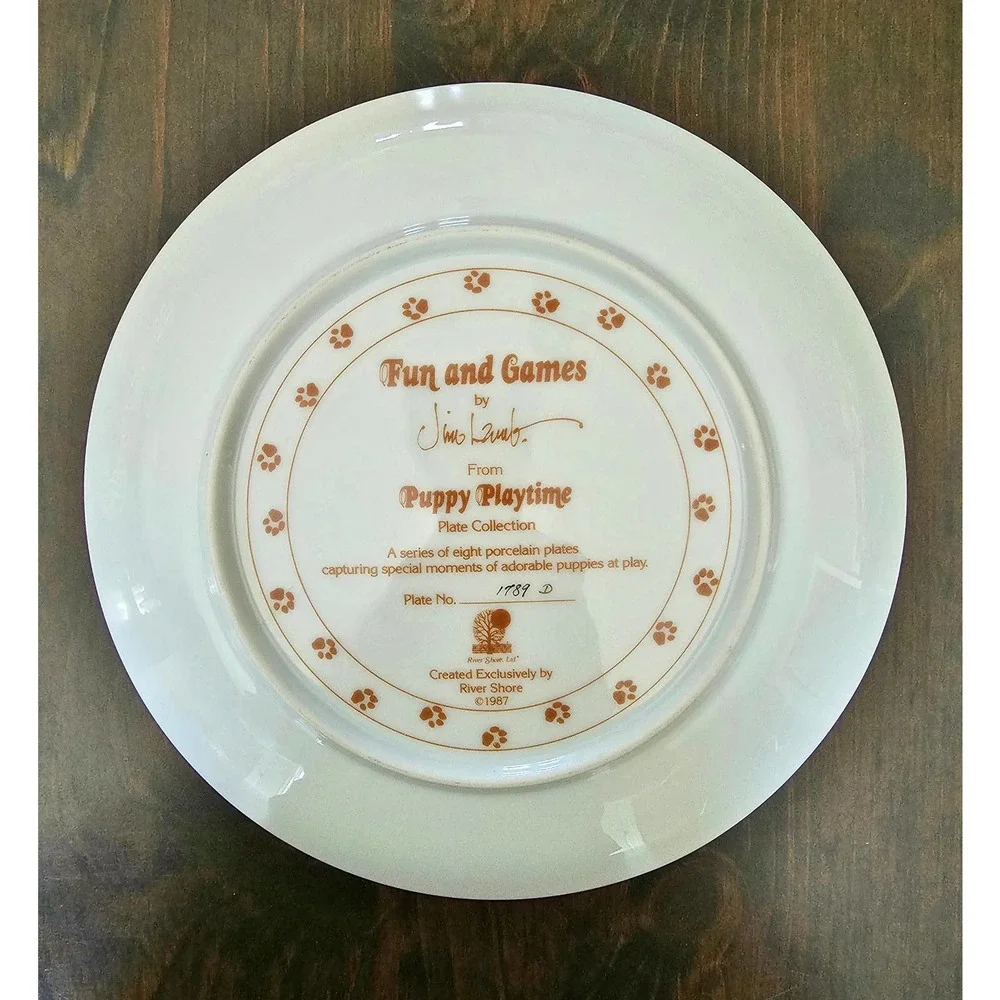 VINTAGE Puppy Playtime PLATE Raggedy Ann Retired River Shore Cottagecore